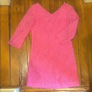 Lilly Pulitzer Pink Long Sleeve V-Neck Sheath Dress